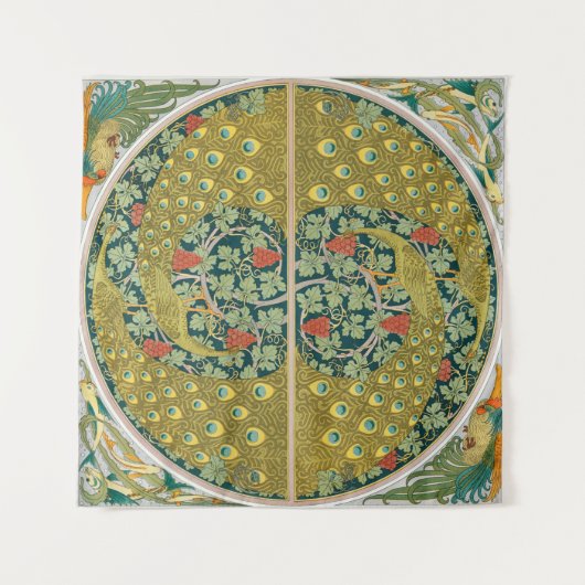 Peacock Art Nouveau Stijl rond ingewikkeld ontwerp Wandkleed (Voorkant (horizontaal))