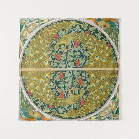 Peacock Art Nouveau Stijl rond ingewikkeld ontwerp Wandkleed (Voorkant)