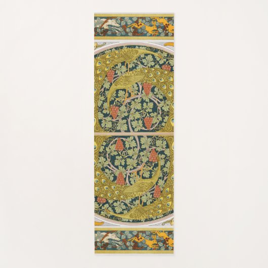 Peacock Art Nouveau Stijl rond ingewikkeld ontwerp Yogamat (Voorkant)