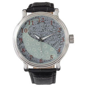 Peacock Art Nouveau Vogel Classic Horloge