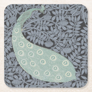 Peacock Art Nouveau Vogel Classic Kartonnen Onderzetters