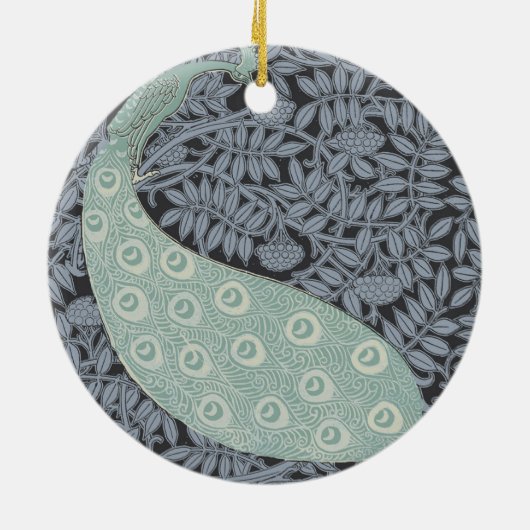 Peacock Art Nouveau Vogel Classic Keramisch Ornament (Achterkant)