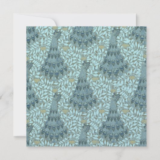 Peacock Art Nouveau Wedding Invitations Kaart (Achterkant)