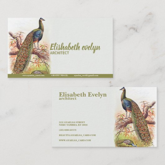 Peacock  Art Old Visitekaartje (Voorkant / Achterkant)