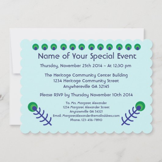 Peacock Art Uitnodiging (Achterkant)