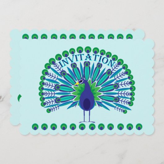 Peacock Art Uitnodiging (Voorkant / Achterkant)