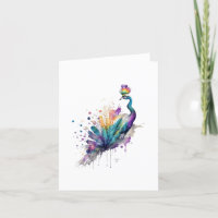 Peacock B Vogelportret in Waterverven & Pen