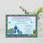 Peacock Baby Douche Uitnodigingen Meisjes Jongens  (Staand voorkant)