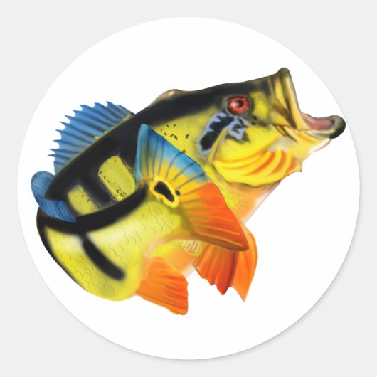 Peacock Bass 3 Ronde Sticker (Voorkant)