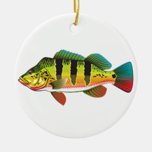 Peacock Bass bright Ocean Gamefish illustratie Keramisch Ornament