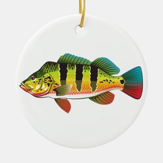 Peacock Bass bright Ocean Gamefish illustratie Keramisch Ornament (Voorkant)