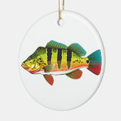 Peacock Bass bright Ocean Gamefish illustratie Keramisch Ornament (Links)