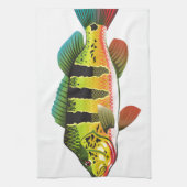 Peacock Bass bright Ocean Gamefish illustratie Theedoek (Verticaal)