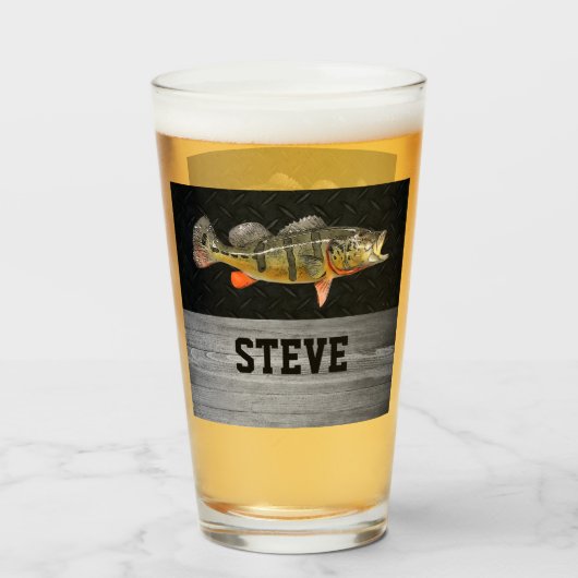 Peacock Bass Vist Beer Angler Fisherman Mannen Glas (Voorkant gevuld)