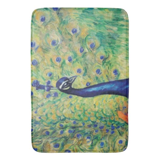 Peacock - Bath Mat, Rug Badmat (Voorkant Verticaal)
