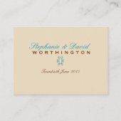 Peacock Batik Aqua Gold Wedding Table Kaarten Plaatskaartje (Achterkant)