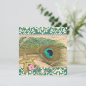 PEACOCK BEACH WEDDING SHOWER INVITATION KAART (Staand voorkant)