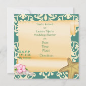 PEACOCK BEACH WEDDING SHOWER INVITATION KAART (Achterkant)