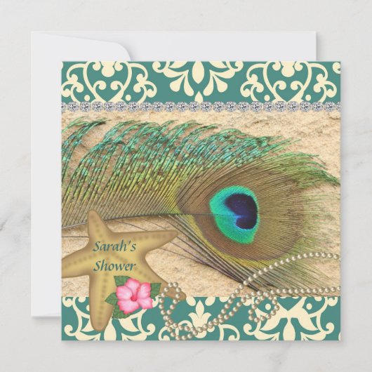 PEACOCK BEACH WEDDING SHOWER INVITATION KAART (Voorkant)