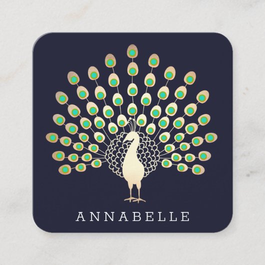 Peacock Beauty en Mode Vierkante Visitekaartje (Voorkant)