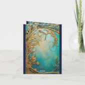 Peacock bedankt art nouveau  chic kaart (Achterkant)