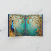 Peacock bedankt art nouveau  chic kaart (Binnen)