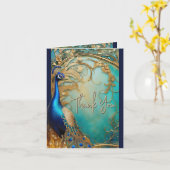 Peacock bedankt art nouveau  chic kaart (Gele Bloem)