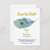PEACOCK BESPAAR DE DATUMKAART SAVE THE DATE (Voorkant / Achterkant)