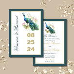 Peacock bewaar de Date Peacock bruiloft uitnodigin Kaart<br><div class="desc">Elegant Peacock Save the Date sjabloon en bruiloft uitnodiging</div>