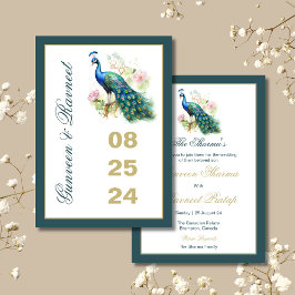 Peacock bewaar de Date Peacock bruiloft uitnodigin Kaart