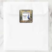 Peacock bewaar de datum art nouveau veren vierkante sticker (Tas)