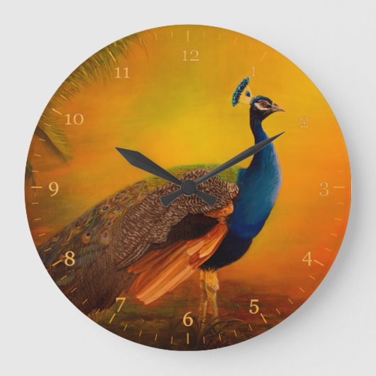 Peacock bij zonsopgang grote klok (Voorkant)