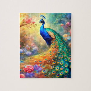 Peacock Bird 100 met bloemen Legpuzzel