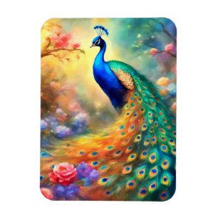 Peacock Bird 100 met bloemen Magneet