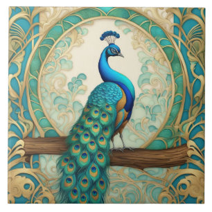  Peacock Bird Art Nouveau Art Deco Tegeltje