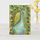 Peacock Bird bedankt je kaartje Royal blue big eye Kaart (Gele Bloem)