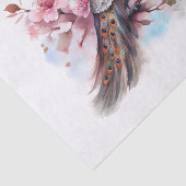 Peacock Bird Bloemen Waterverf Tissuepapier (Detail)