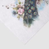 Peacock Bird Bloemen Waterverf Tissuepapier (Detail)