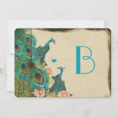  peacock Bird Cage Feather Wedidng Invite Kaart (Achterkant)