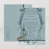 Peacock Bird Cage Post Kaart Uitnodiging (Voorkant / Achterkant)