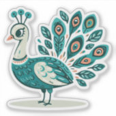 Peacock bird Custom-Cut Vinyl Sticker (Voorkant)