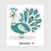 Peacock bird Custom-Cut Vinyl Sticker (Vel)