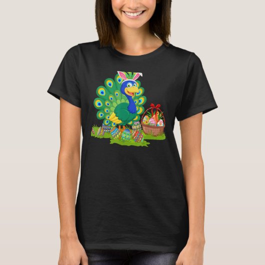 Peacock Bird Easter Egg Hunting Bunny Peacock East T-shirt (Voorkant)