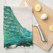 Peacock Bird Feather Blauwgroen Turqu Kitchen Dish Theedoek (Quarter Fold)