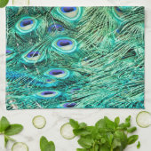 Peacock Bird Feather Blauwgroen Turqu Kitchen Dish Theedoek (Gevouwen)