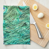 Peacock Bird Feather Blauwgroen Turqu Kitchen Dish Theedoek (Quarter Fold)