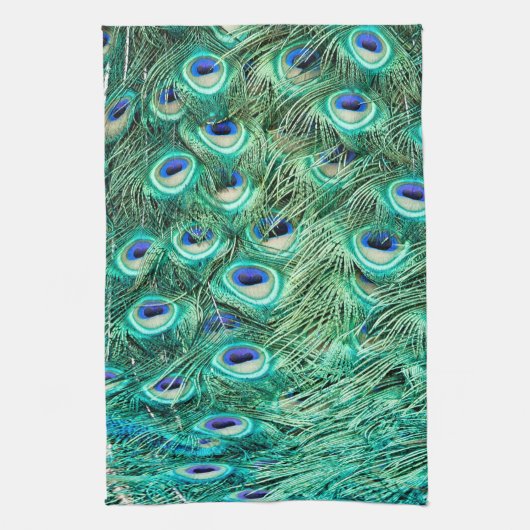 Peacock Bird Feather Blauwgroen Turqu Kitchen Dish Theedoek (Verticaal)