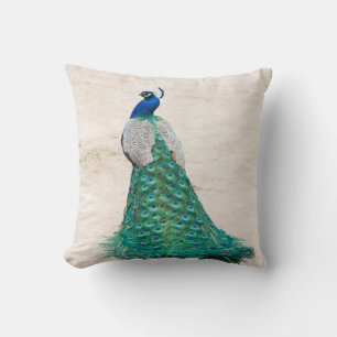 Peacock Bird Feather Blauwgroen Turqu Throw Couch  Kussen