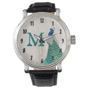 Peacock Bird Feather Blauwgroen Turquoise  horloge