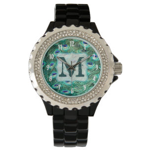 Peacock Bird Feather Blauwgroen Turquoise  horloge